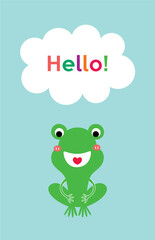 cute frog hello greeting card
