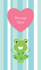 cute prince frog valentine message card vector