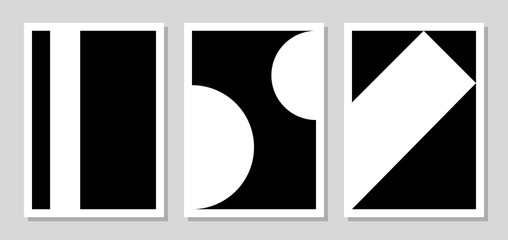 Set of minimalist abstract shape color black white. Minimal modern posters, forms of wall art, print art, and everything related to decoration.