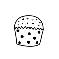 Vector illustration of a cupcake in the style of Doodle. Isolated cupcake on a white background. Cupcake icon.