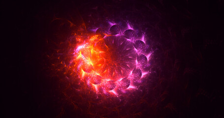 3D rendering abstract multicolor fractal light background