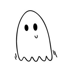Vector illustration of a cute Doodle-style Ghost. Ghost isolated on a white background.