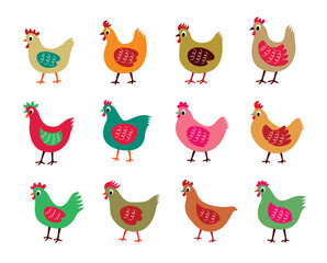 cute chicken vector collection