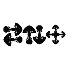 Set of Vector Design of Black Arrow with Pattern Theme