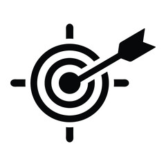 Business goal or target black icon, dart board