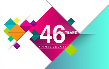 46th years anniversary logo, vector design birthday celebration with colorful geometric isolated on white background.