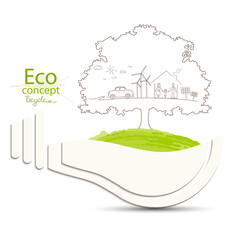 Light bulb idea. Environmentally friendly world.