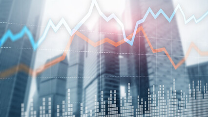 Stock Market Concepts With Skyscrapers. Abstract modern city.