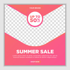 Modern and Unique Social Media Banner Template for Promotion and Digital Marketing. Promotional Square Web Banner for Social Media. Elegant and Simple Discount Promo Ads