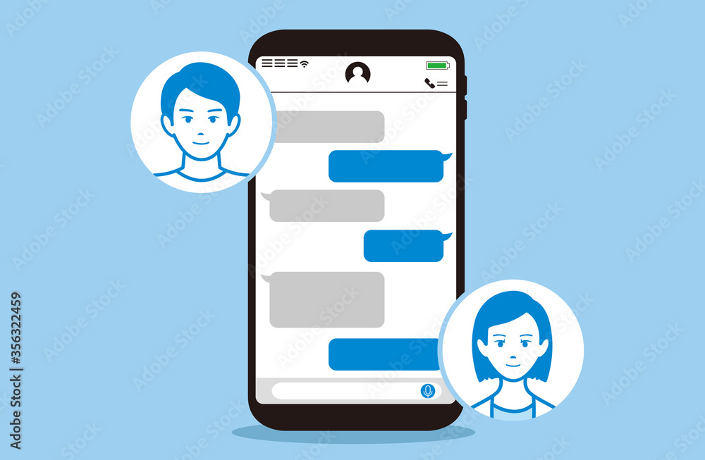 Wall mural Chat app vector illustration smartphone