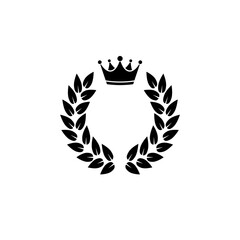 Obraz premium Laurel honor wreath with crown icon isolated on white background
