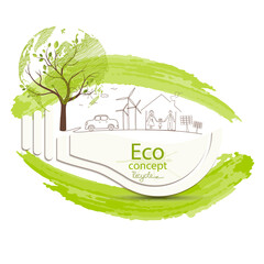 Light bulb idea. Environmentally friendly world.