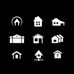 Trendy main icons on black background. Vector