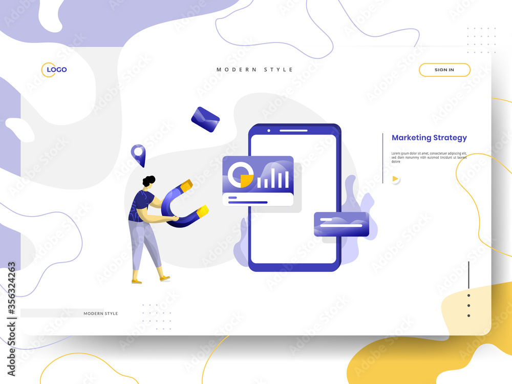 Poster web page design templates for marketing strategy. concepts for website and mobile app development. m
