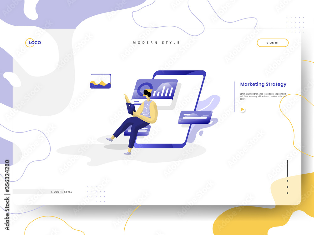 Poster web page design templates for marketing strategy. concepts for website and mobile app development. m