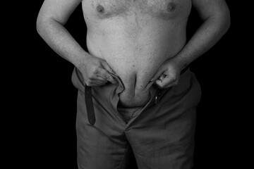 Overweight person may not breeches. Black and white