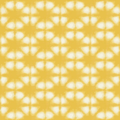Vector tie dye texture seamless pattern. Hand drawn shibori print. Yellow textured Japanese background. Modern batik wallpaper tile. Watercolor endless backdrop for fabric, wallpaper, scrapbooking