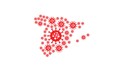 Spain map corona virus covid-19 country shape vector illustration