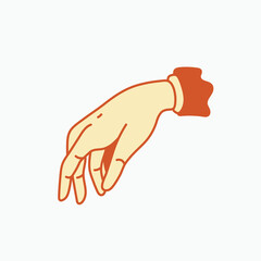 hand vector illustration set in flat design style with outlines. icons for logo design, clip art elements. manicure nail salon . vintage pointing finger, different hand poses.