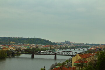 Fototapeta na wymiar panorama of prague from vysehrad castle