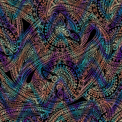 Seamless pattern Paisley pattern background with defocused wavy background.