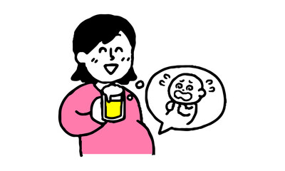 飲酒する妊婦（シンプル）