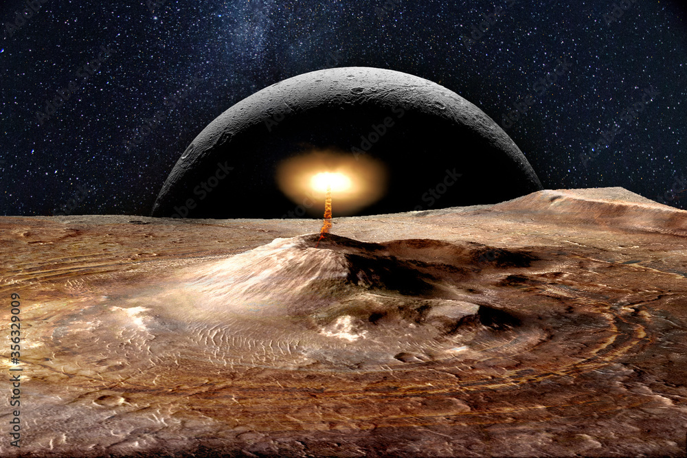 Poster explosion on mars. elements of this image furnished by nasa.
