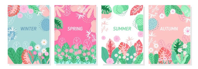 Vector set floral background, Nature background, template, banner, cover, templates, postcard.
