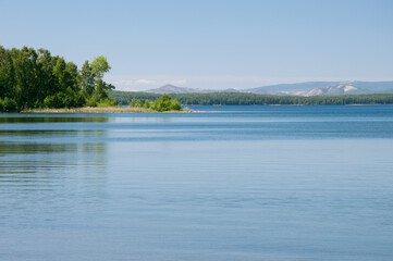 Summer view of Uvildy lake, South Ural, Russian Federation