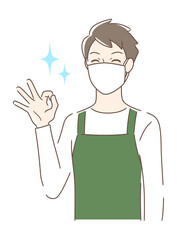 マスクを付けた笑顔の男性