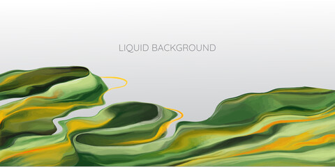 Modern colorful flow poster. Wave Liquid shape in green color. Art design for your project. Vector