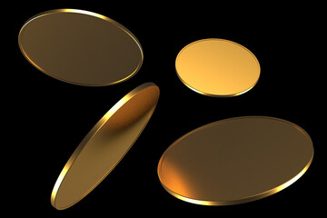 Flying gold coins 3d render