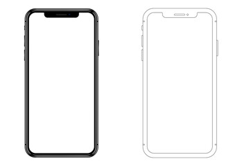 2 realistic vector mobile phones - photo realistic and wireframe.
