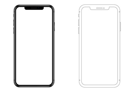 2 realistic vector mobile phones - photo realistic and wireframe.
