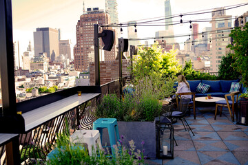 Roof top terrace in New York city, Manhattan
