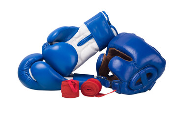 set of sportsman for boxing training isolated on a white background