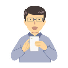 青い服の男性/操作