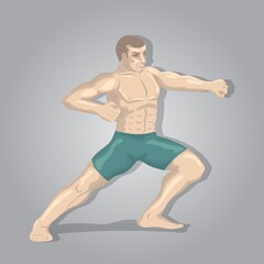 Fototapeta na wymiar kickboxing player in pose