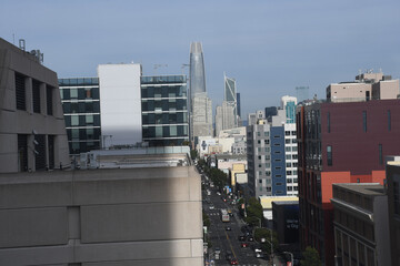 Beautiful aerial view of the San Francisco, USA. View of the Downtown, and San Francisco streets.