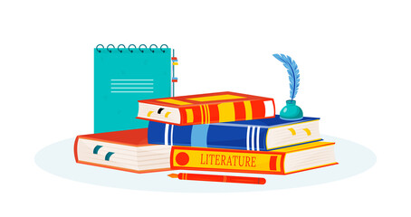 Literature flat concept vector illustration