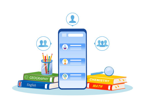 Online tutoring flat concept vector illustration