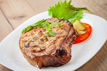 steak with herbs and vegetables