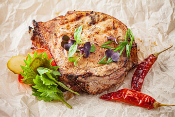 steak with herbs and vegetables