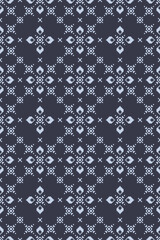 Seamless lace pattern with folkloric floral ornament in scandinavian retro style. Stock illustration for background, wallpaper, textile, scrapbooking, wrapping paper.