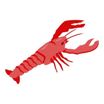 Red lobster icon. Isometric of red lobster vector icon for web design isolated on white background
