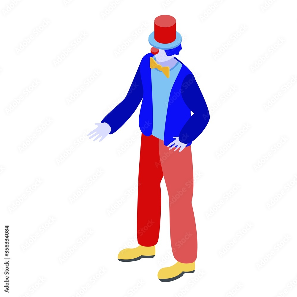 Poster circus clown icon. isometric of circus clown vector icon for web design isolated on white background