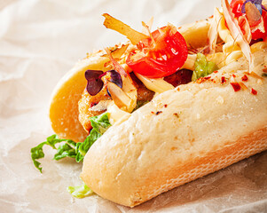 sandwich with chicken and vegetables