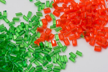 red and green transparent plastic resin