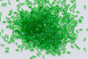 green transparent polymer resin on white