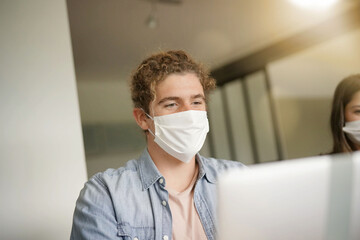 young student wearing a mask